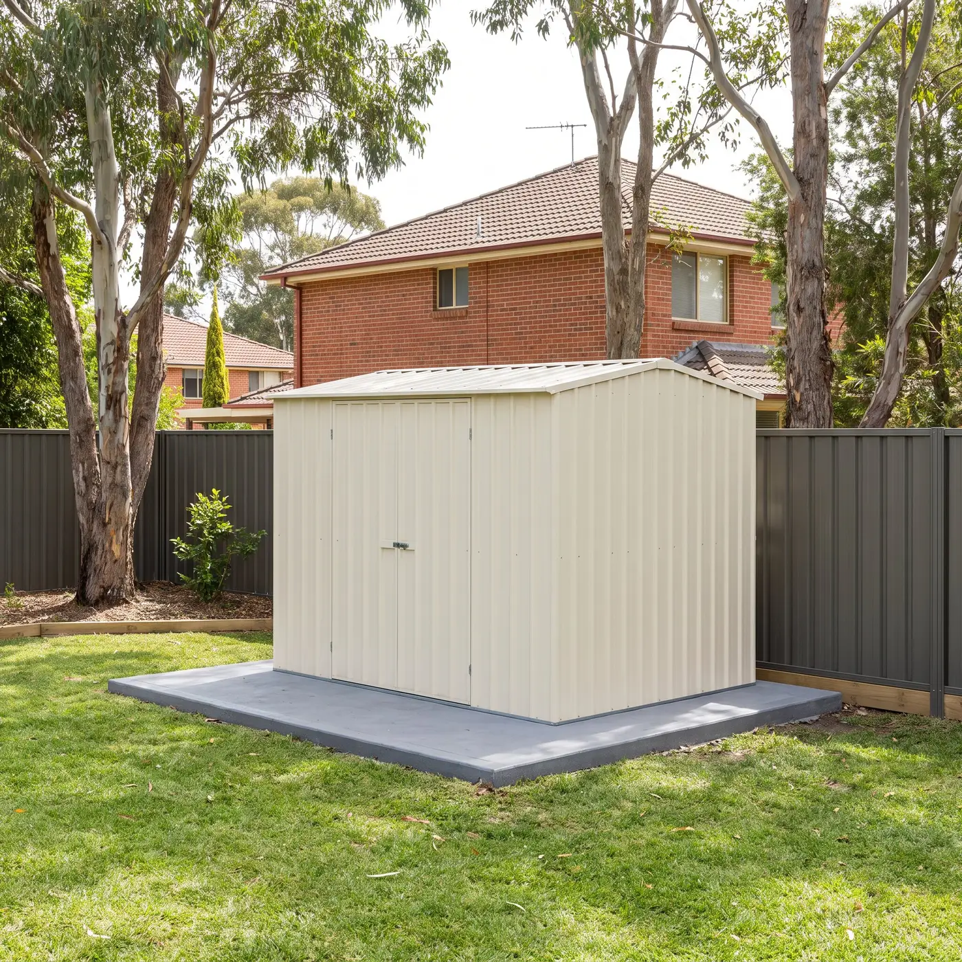 Garden shed on a concrete slab