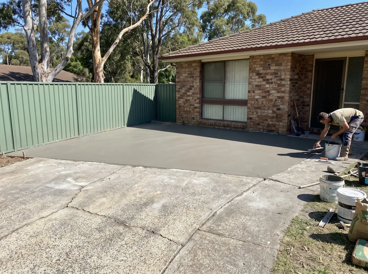 Freshly resurfaced concrete