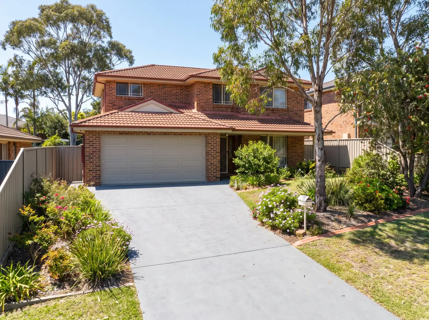 Concrete driveway and double garage