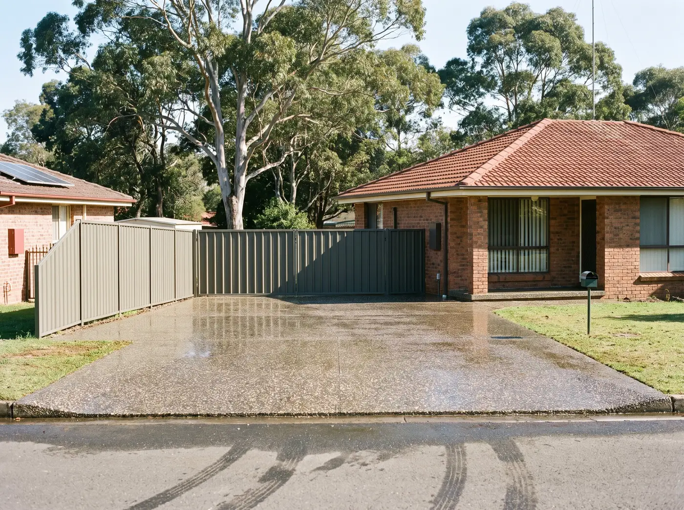 Sealed concrete driveway with a fresh finish